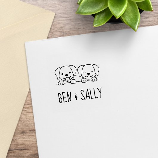 Paar der Labrador Hunde Individuelle Name Gummistempel