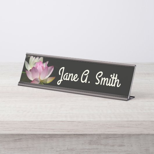 Paar der Lotus-Blume II Schreibtischnamensplakette (Vorderseite )