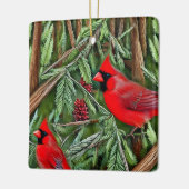 Paar der majestätischen wild lebenden Kardinal Keramikornament (Links)