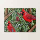 Paar der majestätischen wild lebenden Kardinal Puzzle (Horizontal)