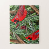 Paar der majestätischen wild lebenden Kardinal Puzzle (Vertikal)