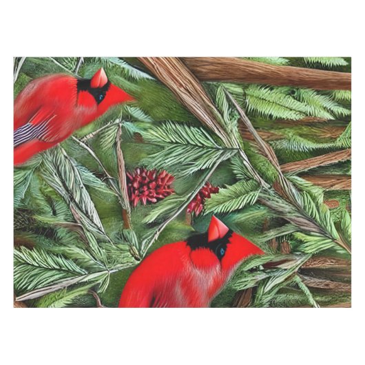 Paar der majestätischen wild lebenden Kardinal Tischdecke (Vorderseite (Horizontal))