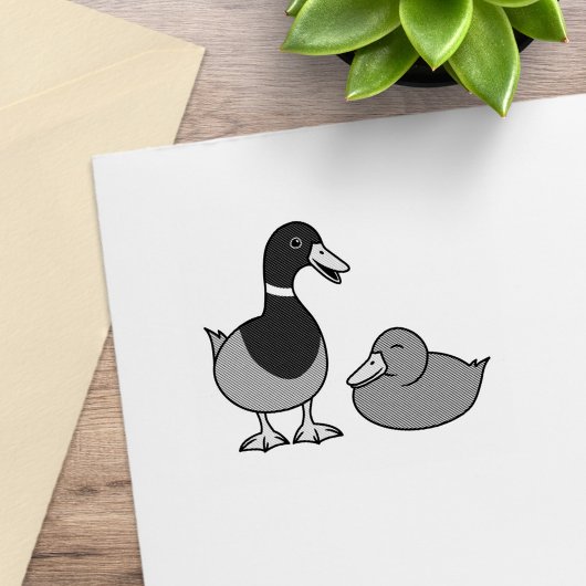 Paar der Mallard-Enten Gummistempel