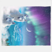 Paar der Personalisierten weißen Wölfe Fleecedecke (Vorderseite (Horizontal))