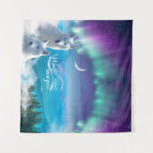 Paar der Personalisierten weißen Wölfe Wandteppich (Vorderseite (Horizontal))