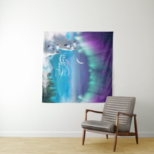 Paar der Personalisierten weißen Wölfe Wandteppich (Beispiel (Horizontal))