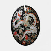 Paar der weißasiatischen Drachen Ornament Aus Metall (Vorderseite links)