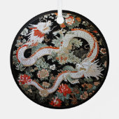 Paar der weißasiatischen Drachen Ornament Aus Metall (Rückseite)