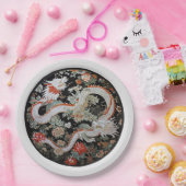 Paar der weißasiatischen Drachen Pappteller (Party)