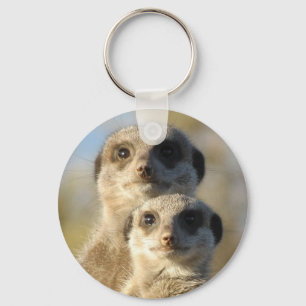 Paar des Niedlichen Fotos Meerkats Schlüsselanhänger