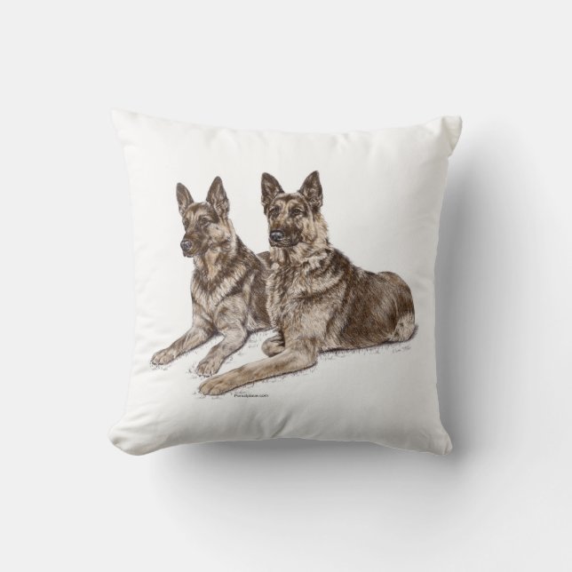 Paar deutsche Schäferhunde Kissen (Vorderseite)