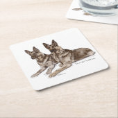 Paar deutsche Schäferhunde Rechteckiger Pappuntersetzer (angewinkelt)