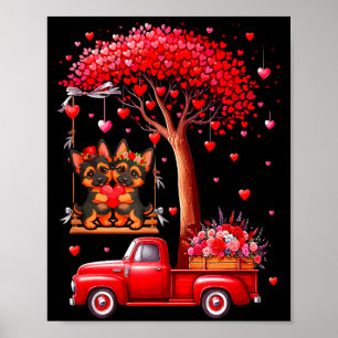 Paar Deutsche Schäferhunde Valentine-Herzen Baum P Poster