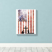 Paar, die am Kreuz beten. Flagge, Jesus Hintergrun Leinwanddruck (Insitu (Holzboden))