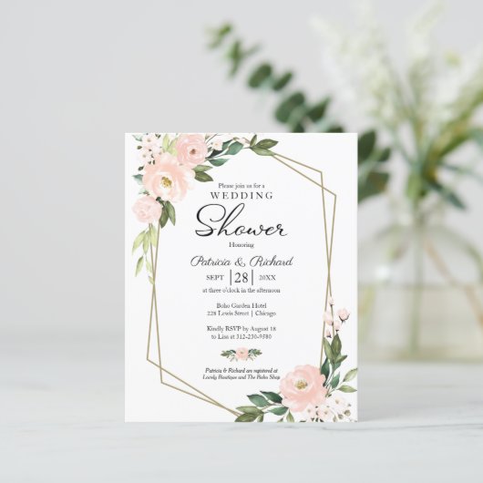 Paar Duschdusche Geometrische Blumen Einladung (Stehend Vorderseite)