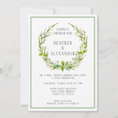 Paar Dusche Einfache Wasserfarbe Leaf Foliage Art Einladung (Vorderseite)