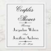 Paar Dusche, elegante Skriptnamen Schwarz & Weiß Weinetikett (Einzelnes Label)