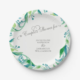 Paar Dusche Laurel Leaf Wreath Olive Wasserfarbe Pappteller