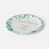 Paar Dusche Laurel Leaf Wreath Olive Wasserfarbe Pappteller (Schrägansicht)