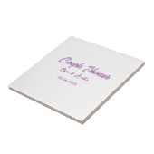 Paar Dusche Name Datum grau trendy einfach rosa Fliese (Seite)