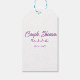 Paar Dusche Name Datum grau trendy einfach rosa Geschenkanhänger