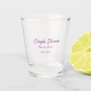 Paar Dusche Name Datum grau trendy einfach rosa Schnapsglas