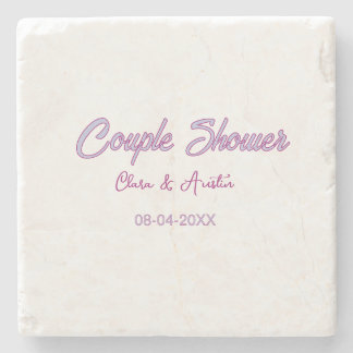 Paar Dusche Name Datum grau trendy einfach rosa Steinuntersetzer