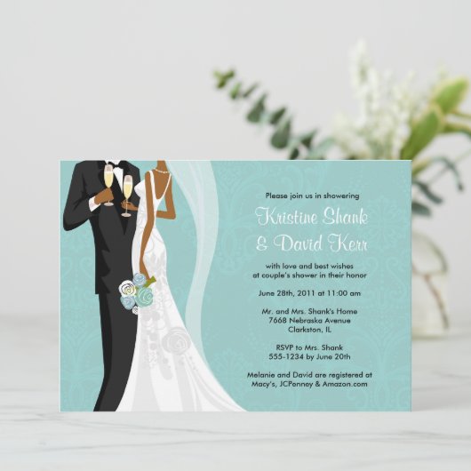 Paar-Dusche - Version 2 Einladung (Stehend Vorderseite)