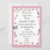 Paar-Duschen-Rosa-Herzen Einladung (Vorderseite)