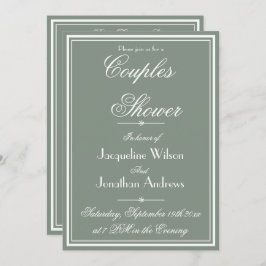 Paar Duschkabine Grün einfache rustikale Namen UAW Einladung