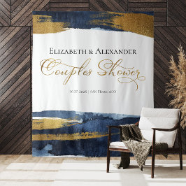 Paar Duschvorhang | Blue Watercolor Abstrakt Wandteppich