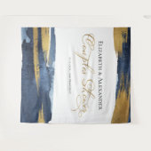 Paar Duschvorhang | Blue Watercolor Abstrakt Wandteppich (Vorderseite (Horizontal))