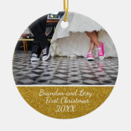 Paar-erste WeihnachtsFoto-Verzierung Keramik Ornament