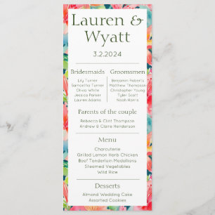 Paar Fakten Tropical Wedding Program & Menu Programm