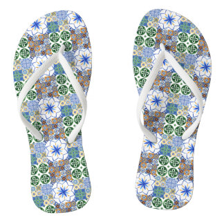 Paar Flip Flops Portugiesische Fliesen Badesandalen