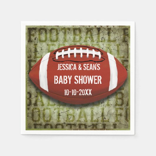 Paar Football Baby Dusche Green Grunge Serviette (Vorderseite)