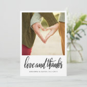 Paar-Foto-Hochzeits-Liebe und Dank-Skript Dankeskarte (Stehend Vorderseite)