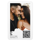 Paar-Foto-QR-Code-Hochzeitsankündigung Magnet (Vertikal)