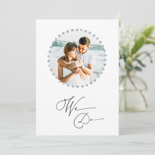 *~* Paar FOTO UAWG + QR AR6 DIAMOND Wedding in Einladung (Stehend Vorderseite)