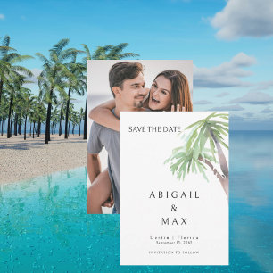 Paar Foto Wasserfarbe Palmen Save the Date