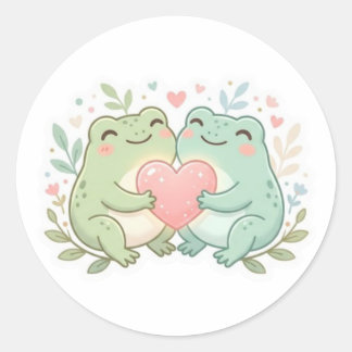 Paar Frosch Aufkleber Süß Zwei Frösche Liebe Herz