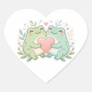 Paar Frosch Aufkleber Süß Zwei Frösche Liebe Herz