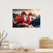 Paar grausamer flatternder Drachen Poster (Küche)
