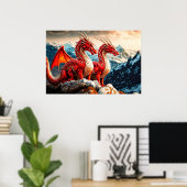 Paar grausamer flatternder Drachen Poster (Heimbüro)