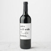 Paar gut mit Tante Duties Baby Ankündigung Weinetikett (Vorderseite)