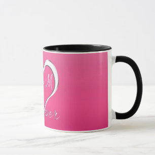 Paar-Herz-Initialen-Monogramm Tasse