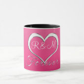 Paar-Herz-Initialen-Monogramm Tasse (Zentrum)