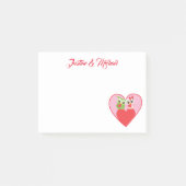 Paar-Herz mit Eulen Post-it Klebezettel (Vorderseite)