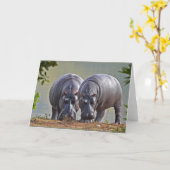 Paar Hippos Karte (Gelbe Blume)