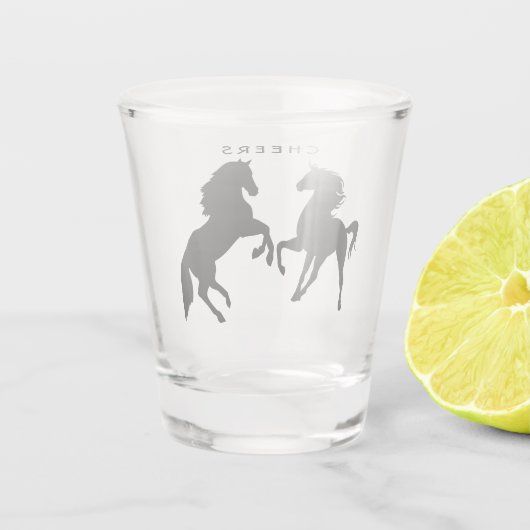 Paar Horse Shot Glass Cheers - Benutzerdefinierter Schnapsglas (Rückseite)